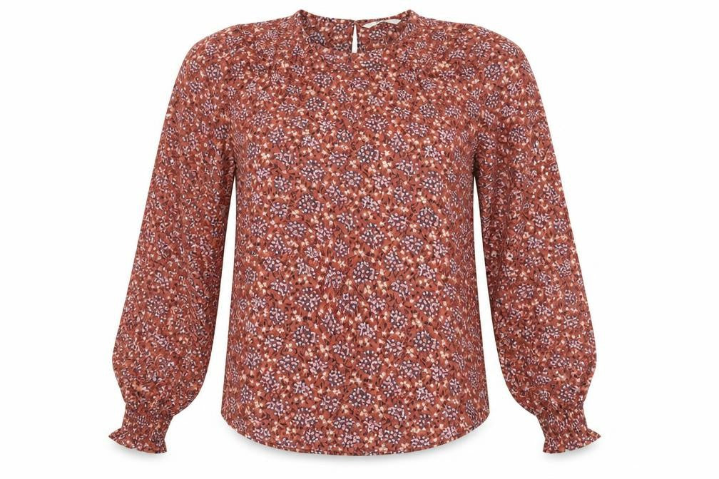 George Womens Orange Floral  Basic Blouse Size 8