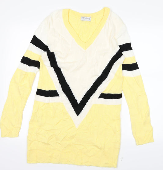 StayHere Womens Yellow Striped  Jumper Dress  Size M