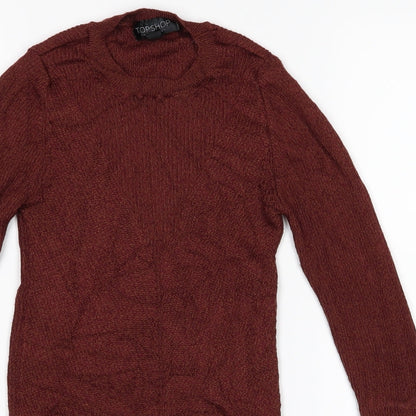 Close-up detail of Topshop women’s brown jumper, size UK 8