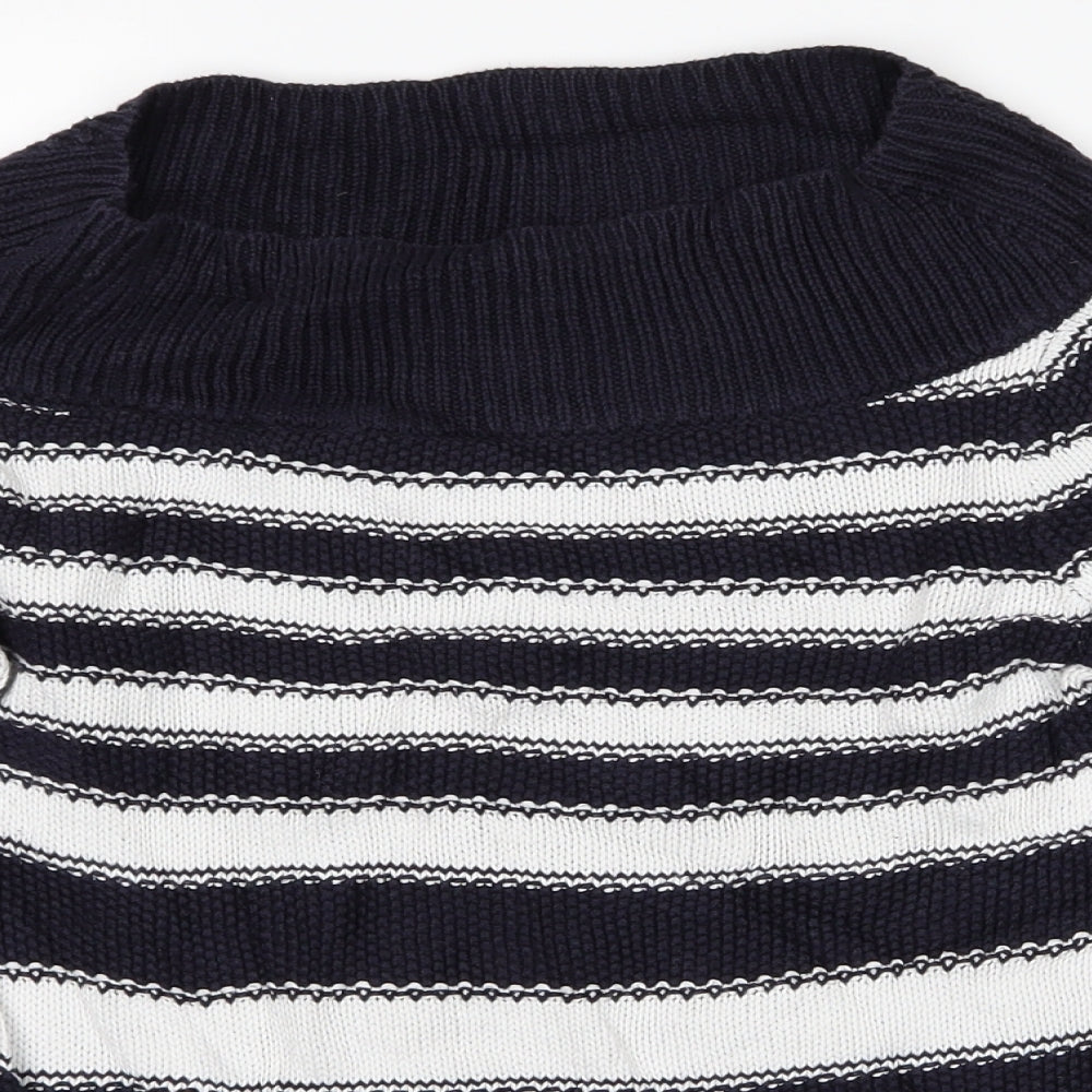 M&S Womens Blue Striped  Pullover Jumper Size 8