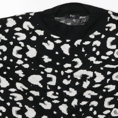 Close-up detail of F&F women’s black geometric jumper, size UK 14