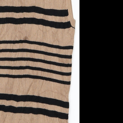 Brand and care label for Select women’s brown striped vest jumper, size UK 12
