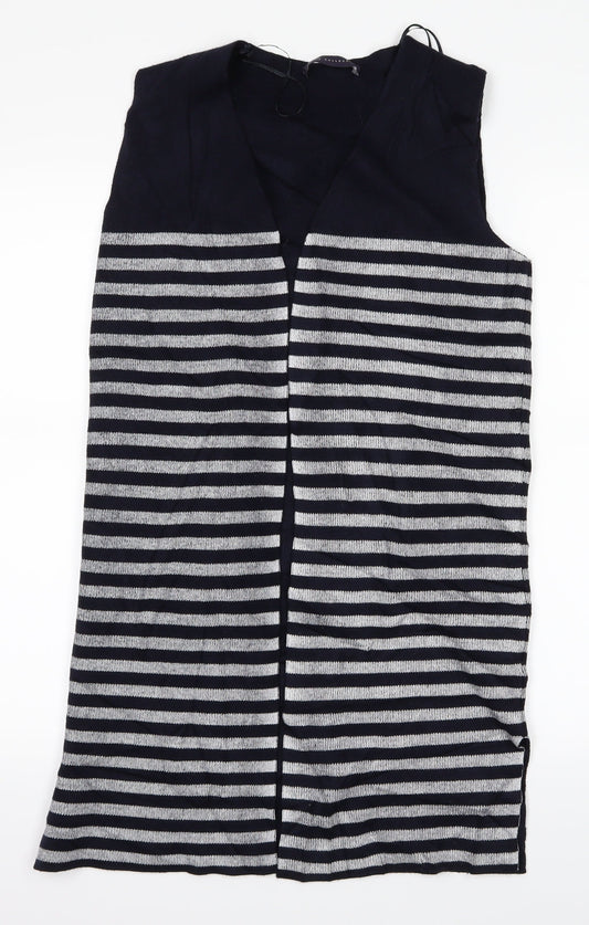 M&S Womens Blue Striped  Vest Jumper Size S