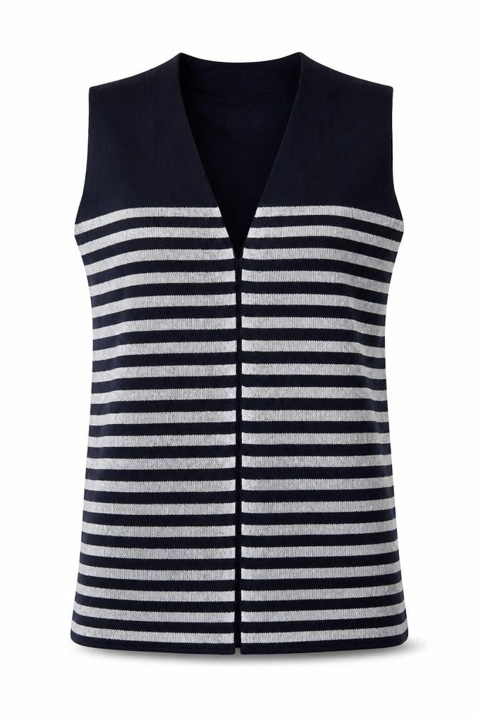 Marks & Spencer Womens Blue Striped  Vest Jumper Size S