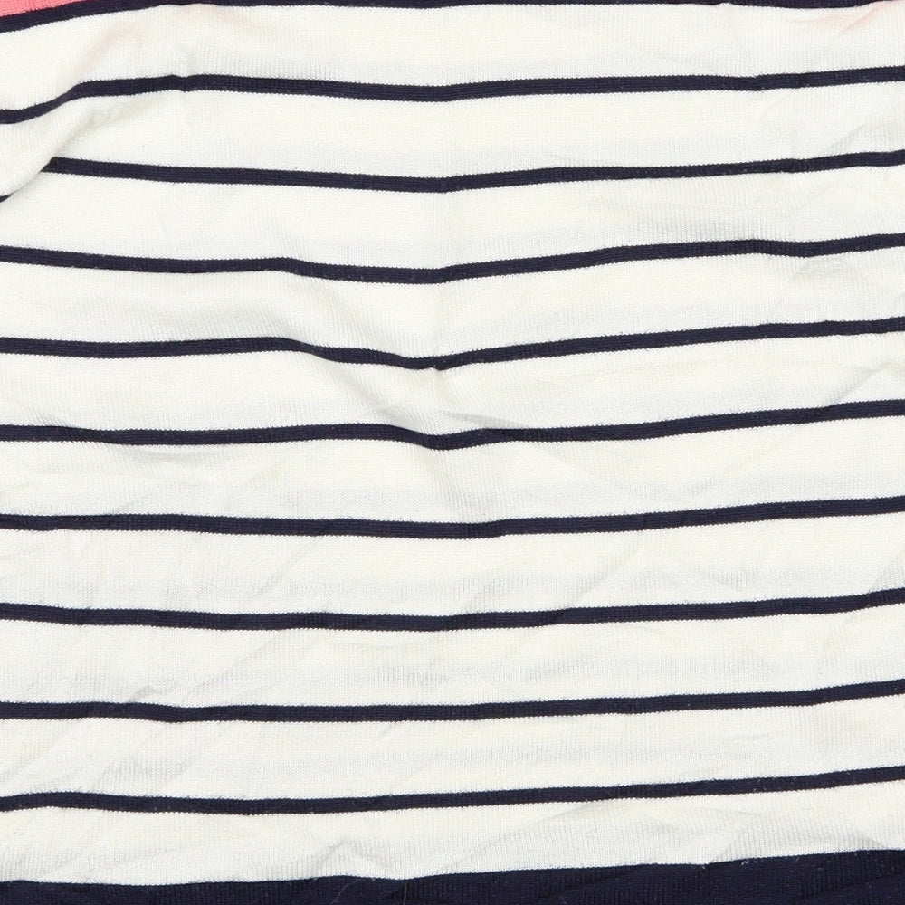 Mudflower Womens White Striped  Pullover Jumper Size L  - Flowers
