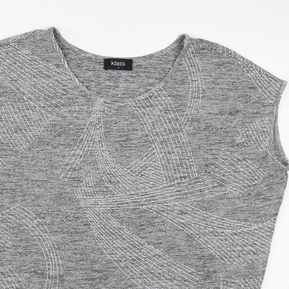 Close-up detail of Klass women’s silver knit jumper, size S
