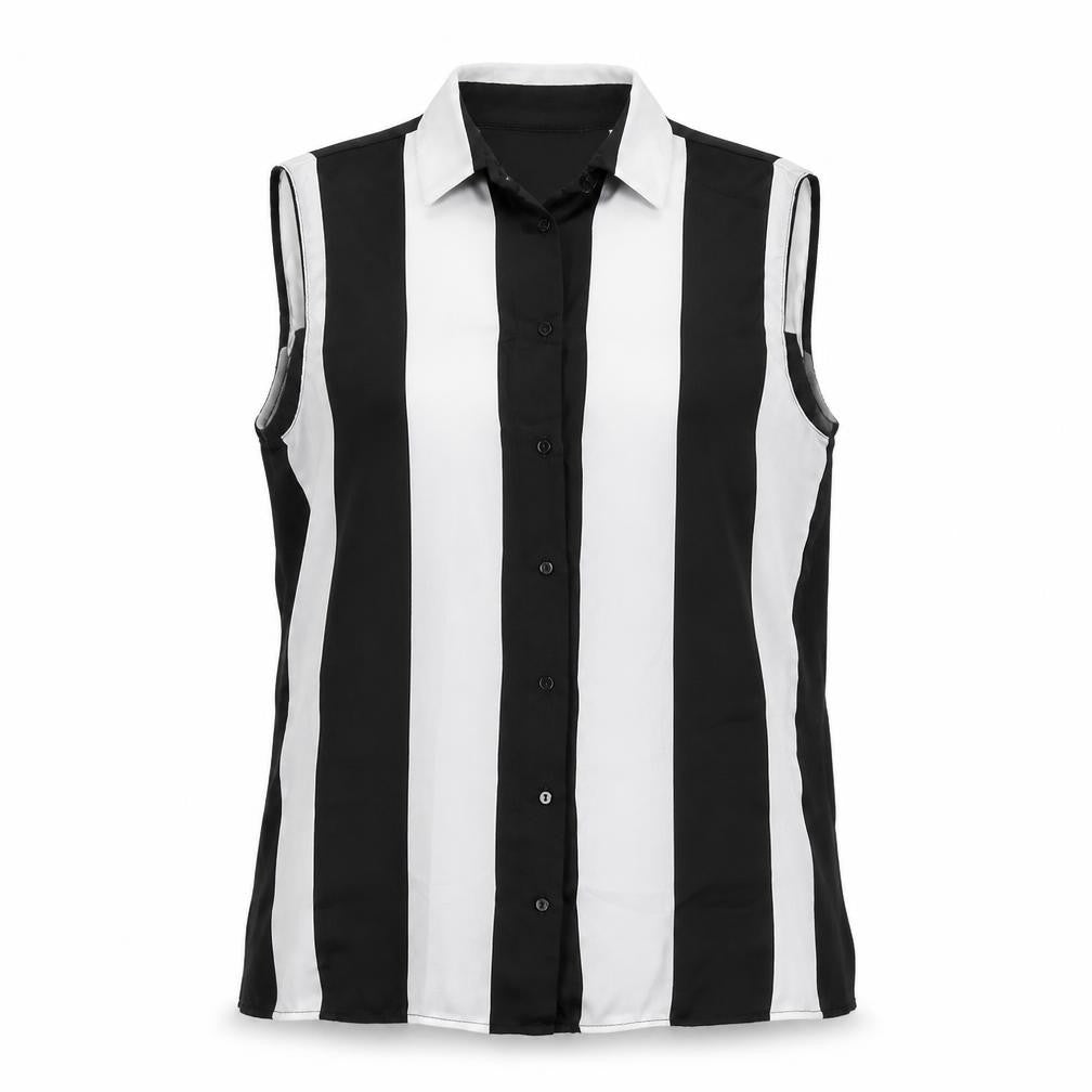 Zanzara Womens Black Striped Chiffon Basic Blouse Size S