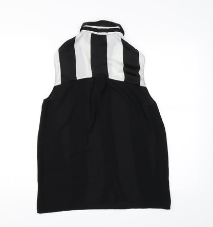 Back view of Zanzara women’s black striped chiffon basic blouse, size S
