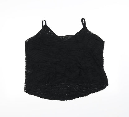 Back view of Essence women’s black basic blouse, size UK 16