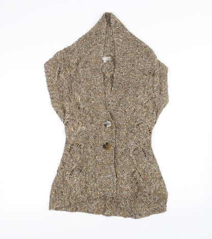Front view of Soon women’s brown knit jacket, size UK 14