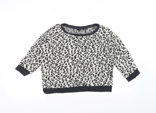 New Look Womens Black Animal Print Knit Pullover Jumper Size 10