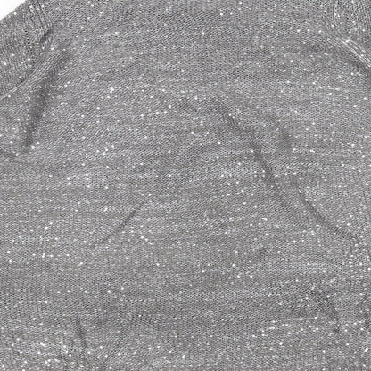 Brand and care label for JUNAROSE women’s grey knit jumper, size L