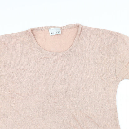 Close-up detail of BHS women’s pink jumper, size UK 14