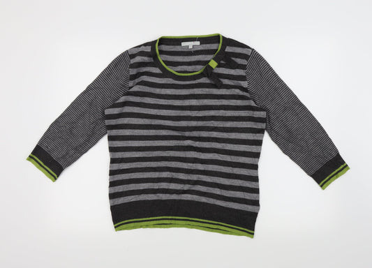 Per Una Womens Grey Striped  Pullover Jumper Size 12