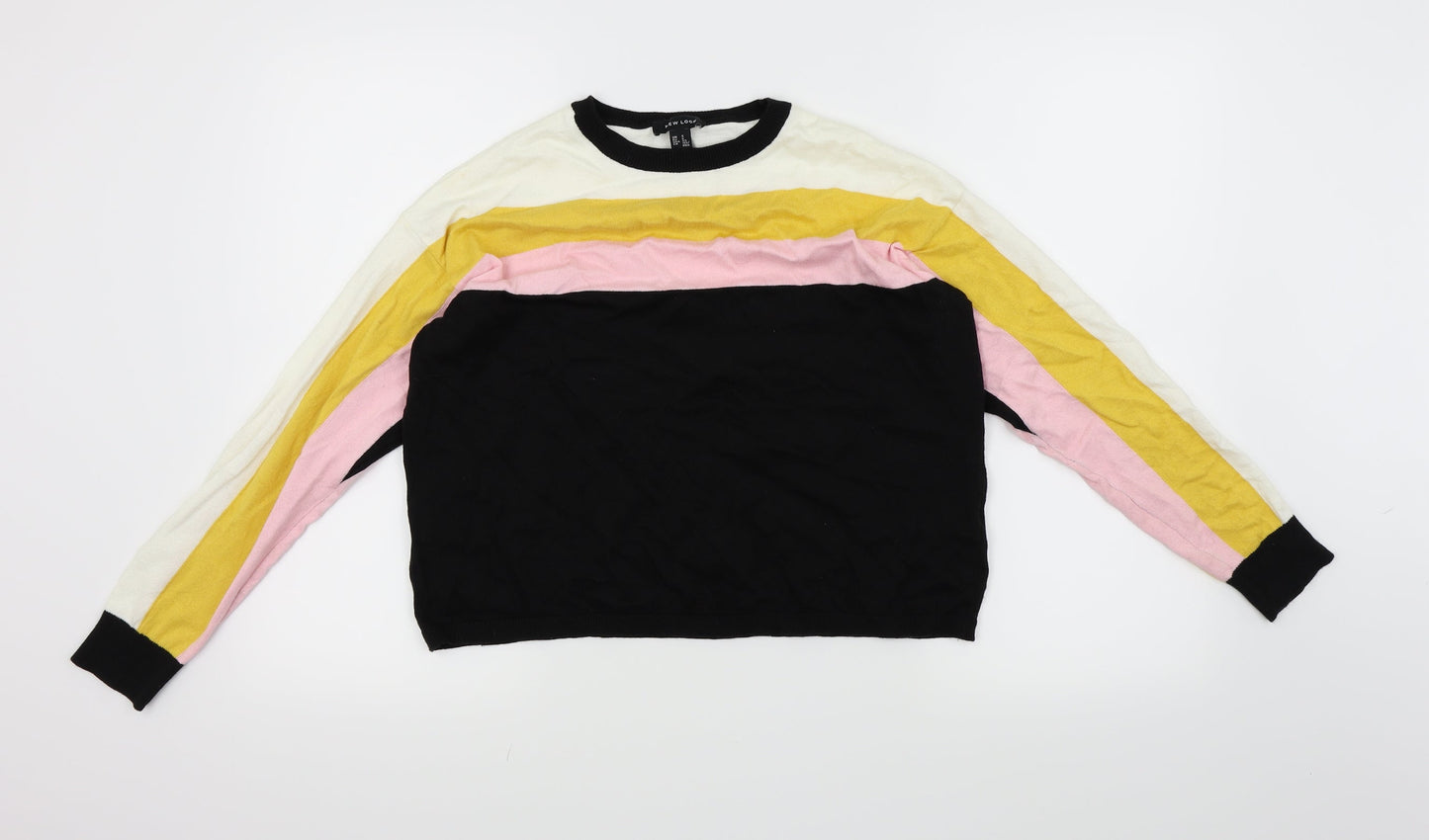 New Look Womens Pink Striped  Pullover Jumper Size S