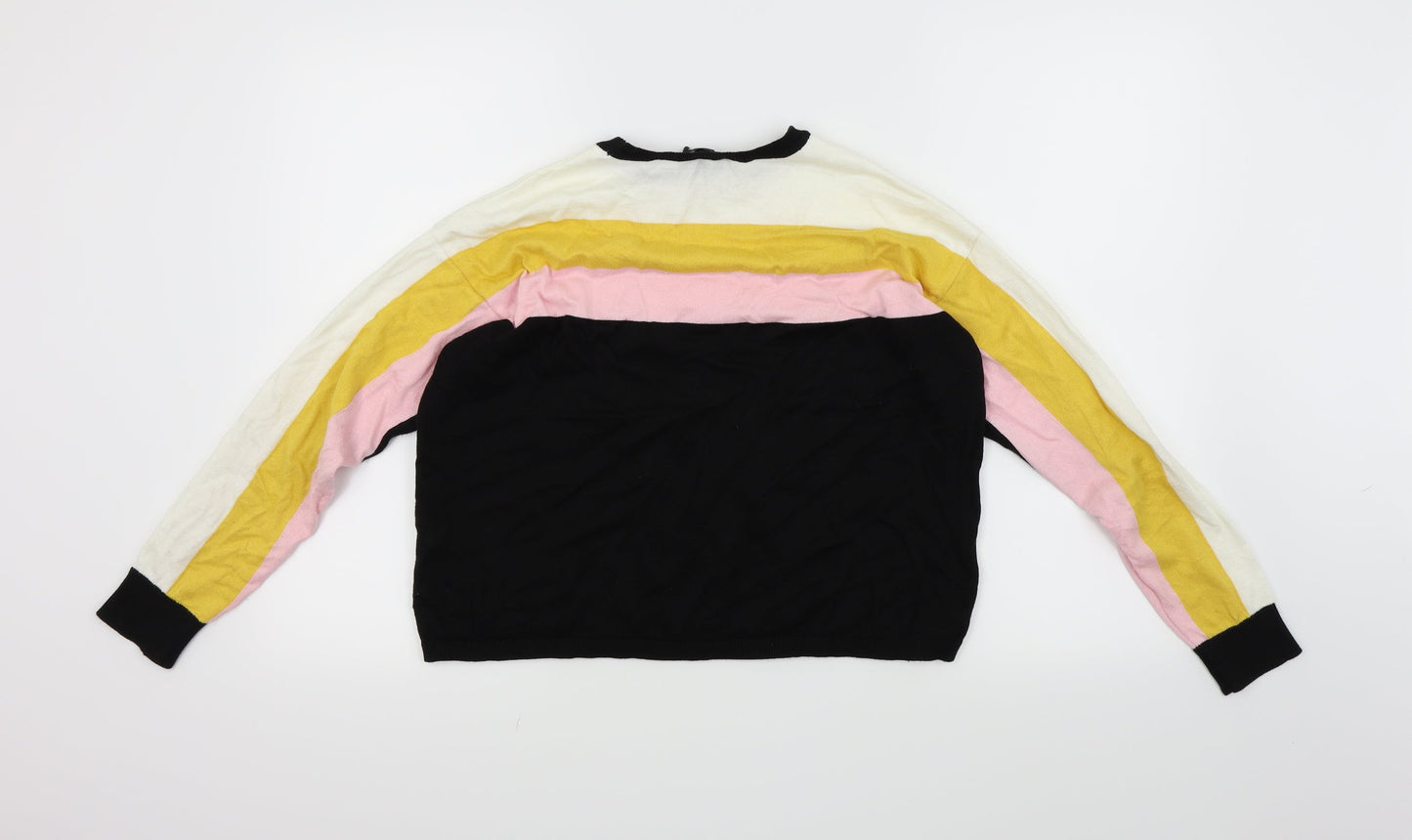 New Look Womens Pink Striped  Pullover Jumper Size S