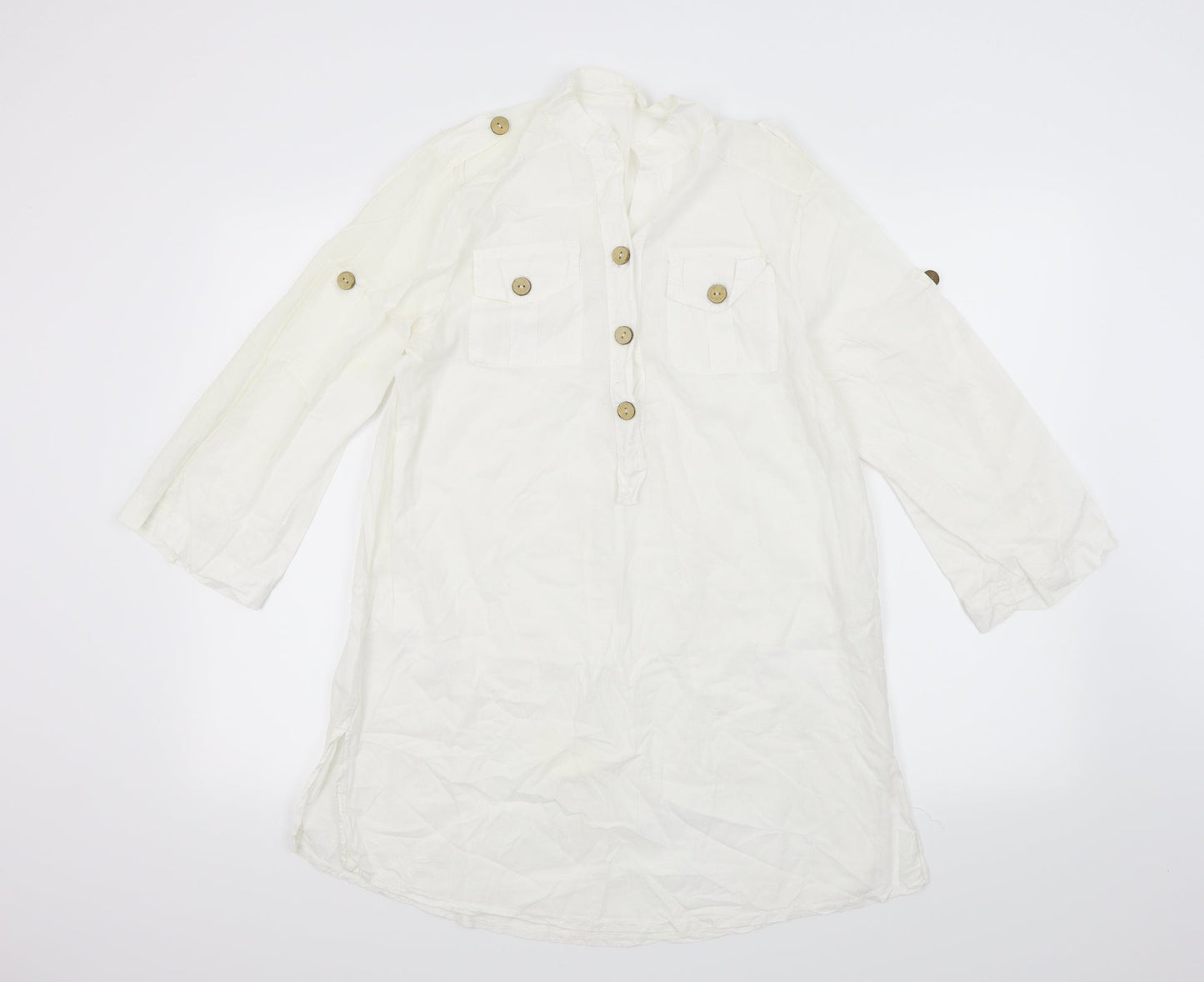 Preworn Womens White   Basic Blouse Size S  - Front Pockets