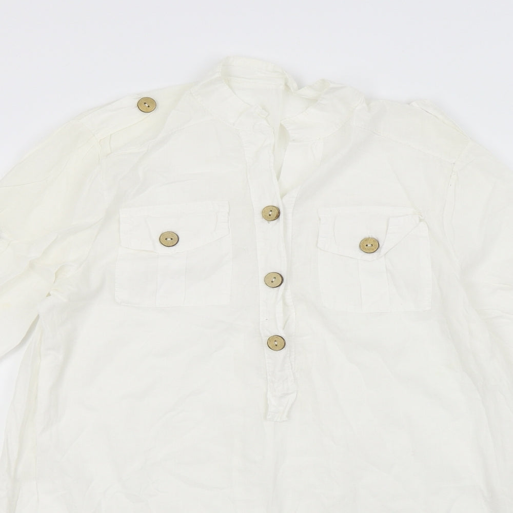Preworn Womens White   Basic Blouse Size S  - Front Pockets