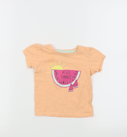 Primark Girls Orange   Basic T-Shirt Size 12-18 Months  - Melons