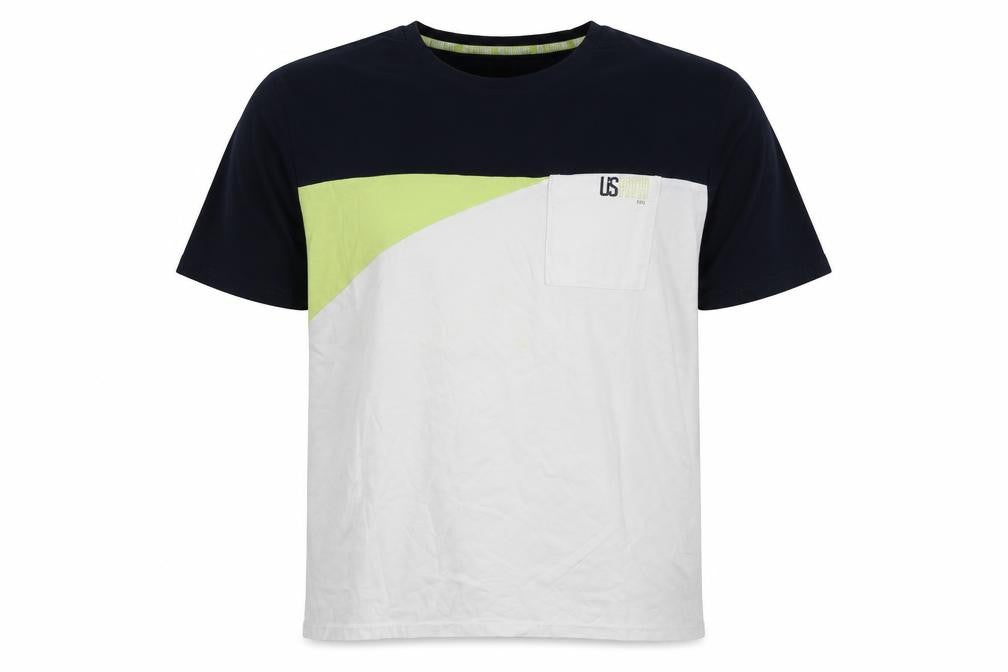 US Auth Mens White Colourblock   T-Shirt Size L