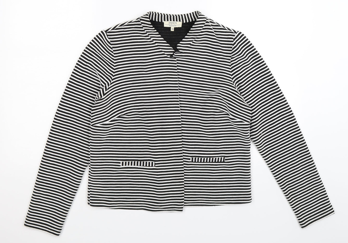 Papaya Womens Black Striped  Jacket  Size 14