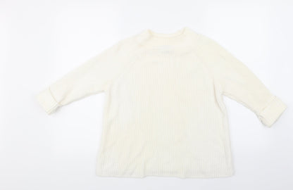 Front view of Topshop women’s white jumper, size UK 12