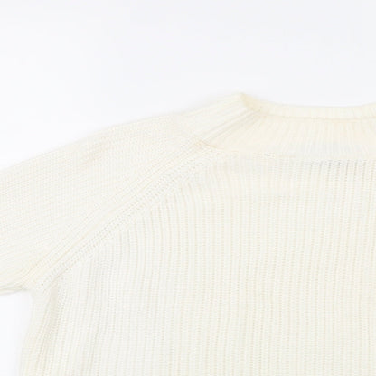 Close-up detail of Topshop women’s white jumper, size UK 12