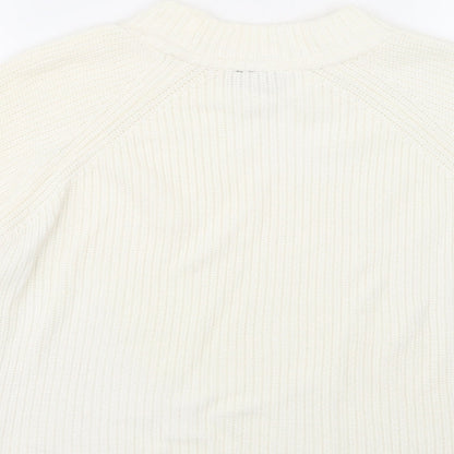 Brand and care label for Topshop women’s white jumper, size UK 12