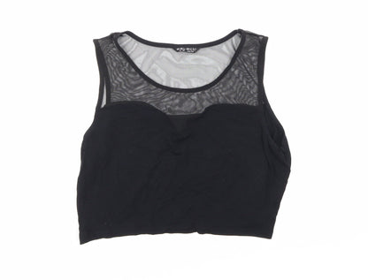 Additional front view of Select women’s black cropped blouse, size UK 16