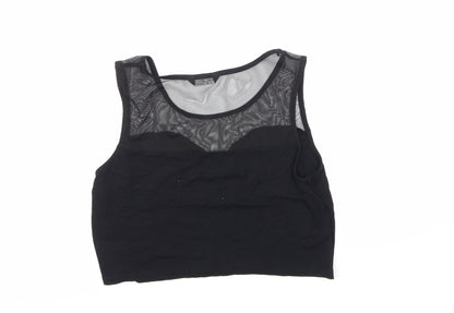 Back view of Select women’s black cropped blouse, size UK 16