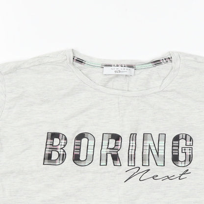 Close-up detail of New Look girls’ grey top pyjama top, size L, - boring next