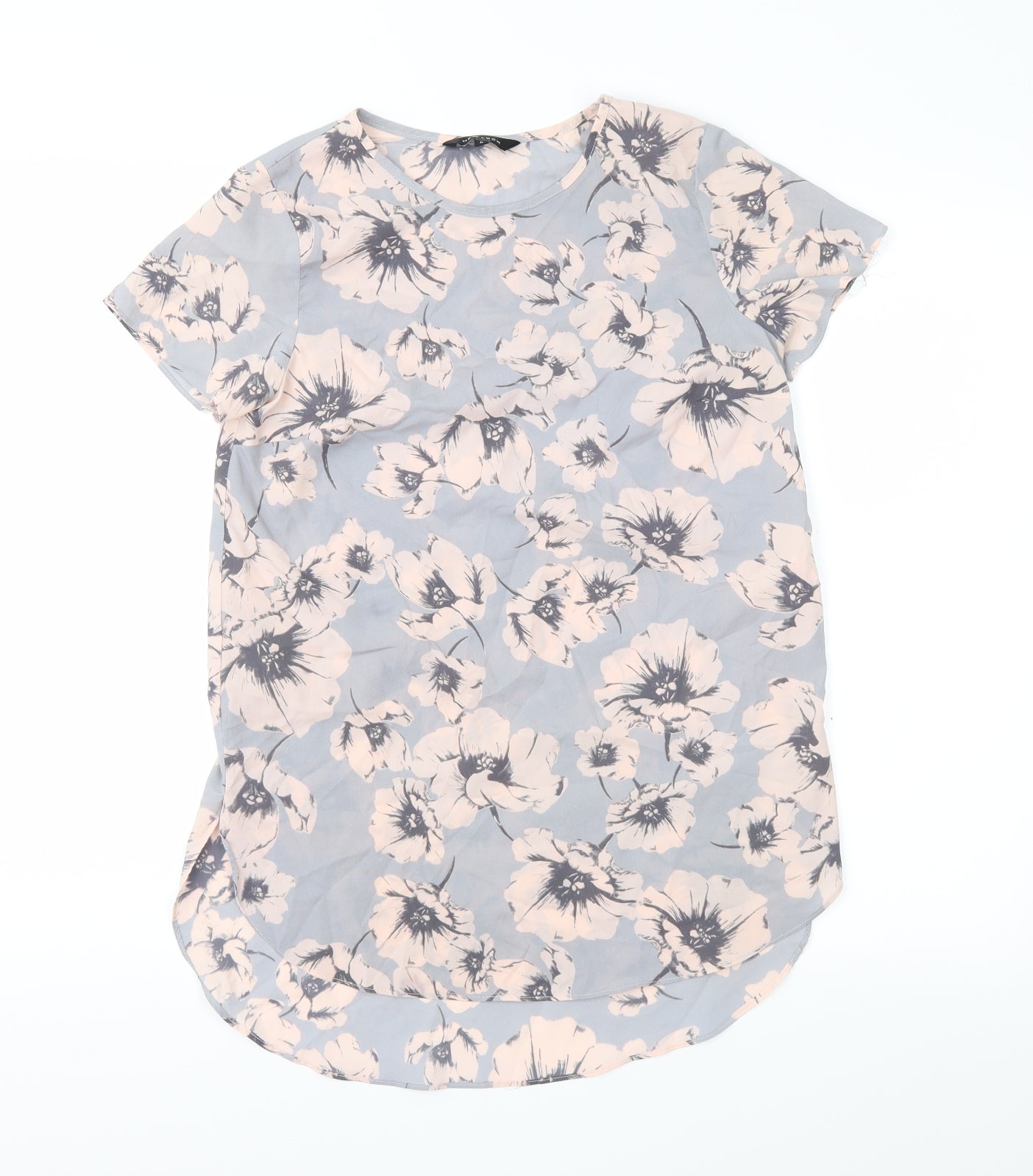 New Look Womens Grey Floral  Basic Blouse Size 6