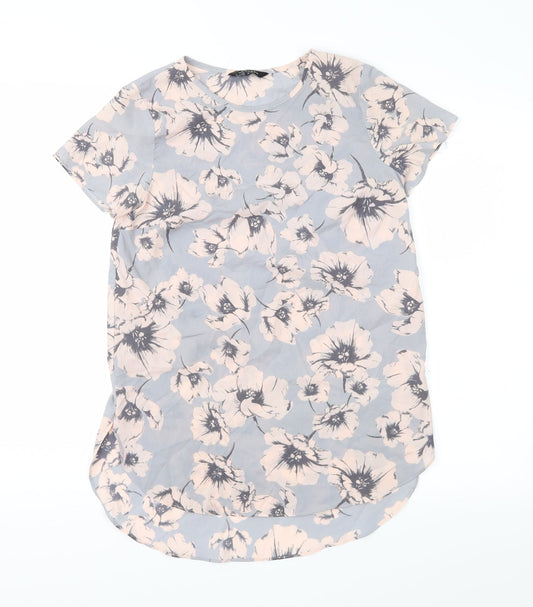 New Look Womens Grey Floral  Basic Blouse Size 6