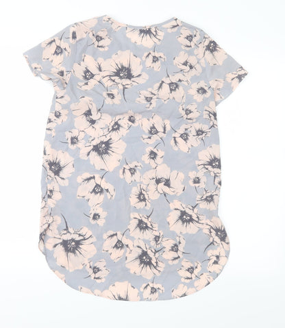 Back view of New Look women’s grey floral basic blouse, size UK 6