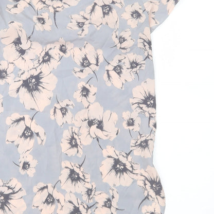 Brand and care label for New Look women’s grey floral basic blouse, size UK 6