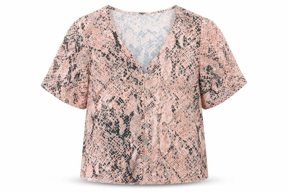 New Look Womens Pink Animal Print  Basic Blouse Size 6
