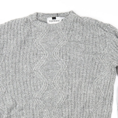 Close-up detail of Topman men’s grey knit jumper, size S