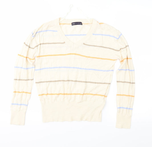 Marks and Spencer Womens Beige Striped Knit Pullover Jumper Size S