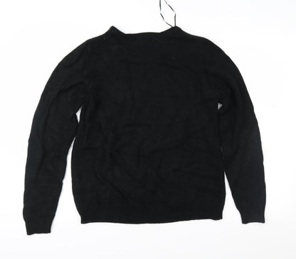Back view of Yessica women’s black geometric knit jumper, size M
