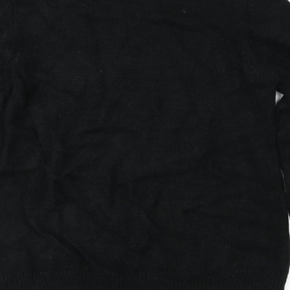 Brand and care label for Yessica women’s black geometric knit jumper, size M