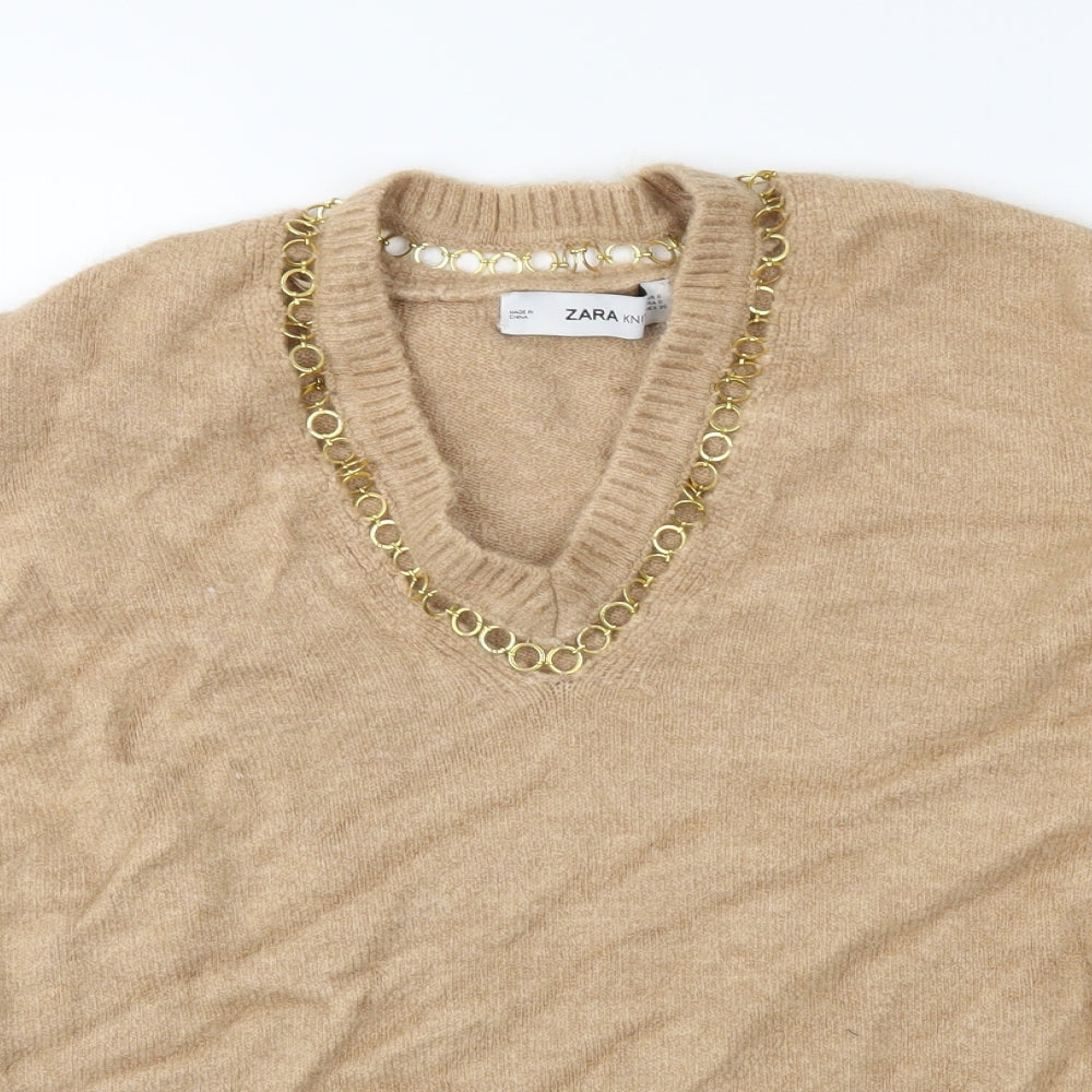 Zara Womens Brown  Knit Pullover Jumper Size S