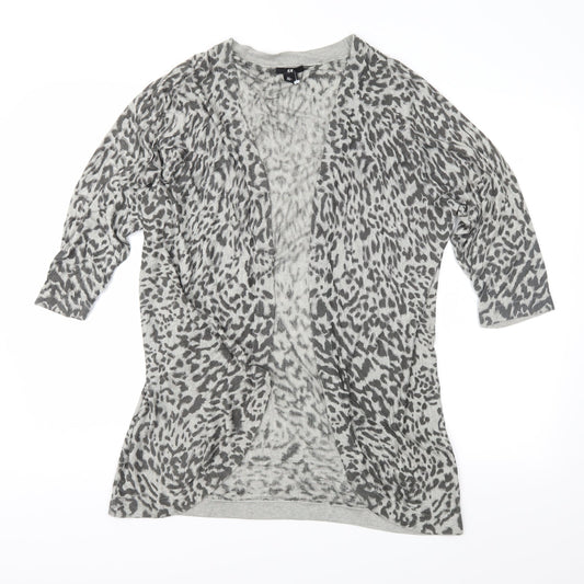 H&M Womens Grey Animal Print Knit Cardigan Jumper Size S