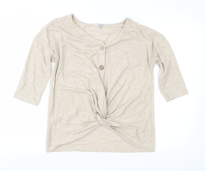 Additional front view of George women’s beige knit jumper, size UK 10
