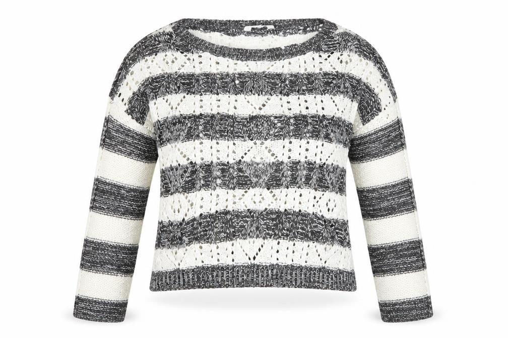 New Look Womens Grey Striped  Pullover Jumper Size 12
