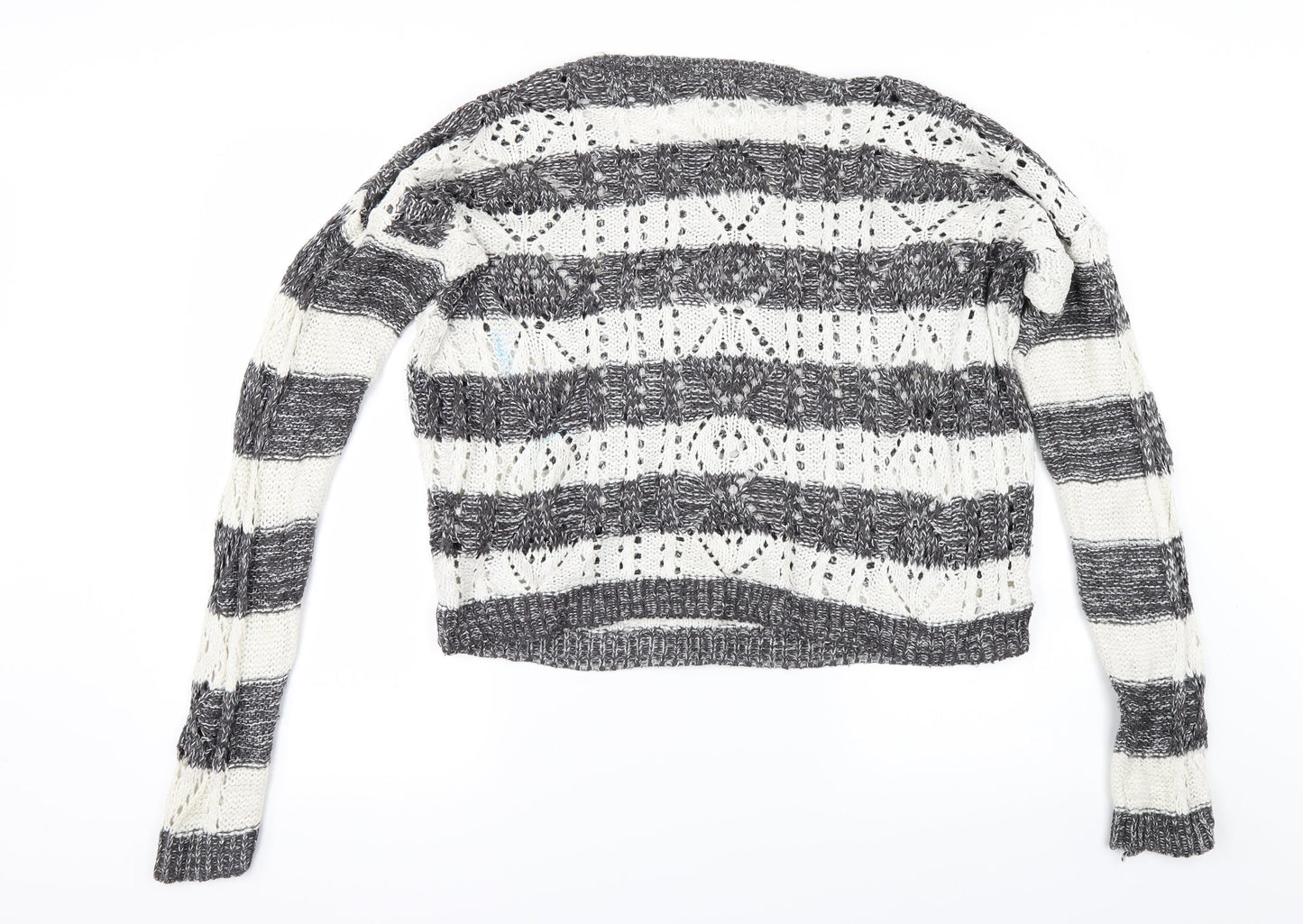 New Look Womens Grey Striped  Pullover Jumper Size 12