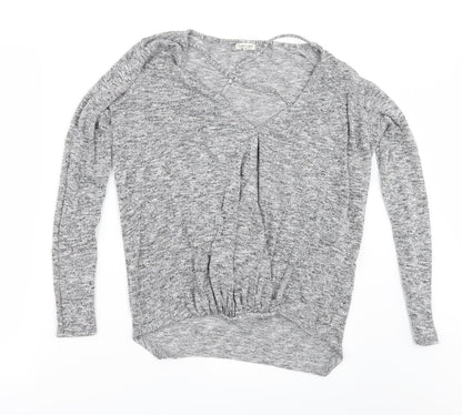 Additional front view of River Island women’s grey basic t-shirt, size UK 8