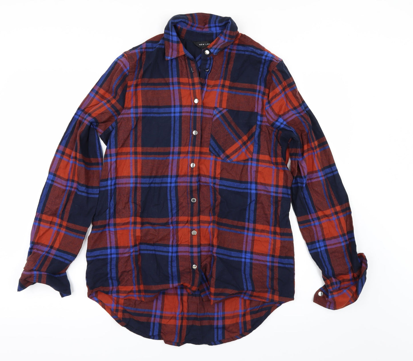New Look Womens Blue Check  Basic Blouse Size 6