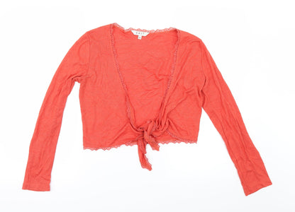 Front view of East women’s orange jumper, size UK 10