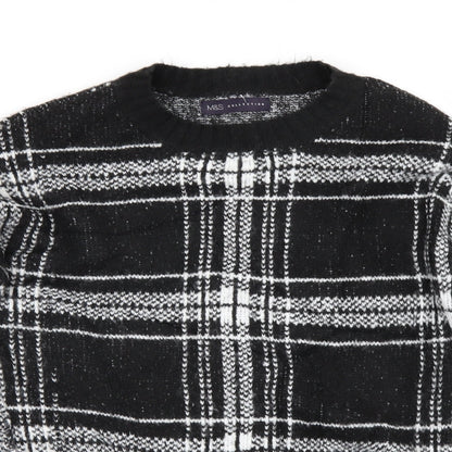 Close-up detail of Marks & Spencer women’s black check jumper, size S