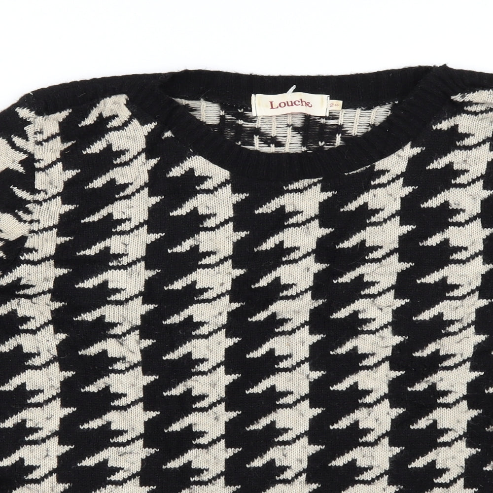 Louche Womens Black Check  Pullover Jumper Size 10